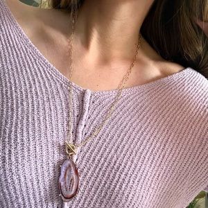 FAUX Geo-Stone Pendant Necklace